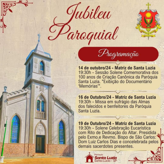 Programação Centenário Paróquia Santa Luzia