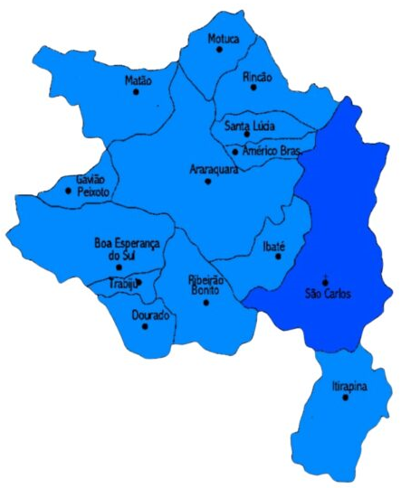 Mapa da Diocese de São Carlos